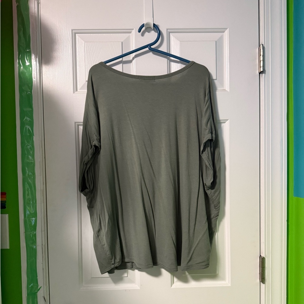 Buffalo David Bitton Women's French Terry Short Sleeve Top (XXL, Sage) - Picture 2 of 4